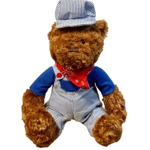 Charming Vintage Animated Conductor Teddy Sings”I Been Working On The Railroad”